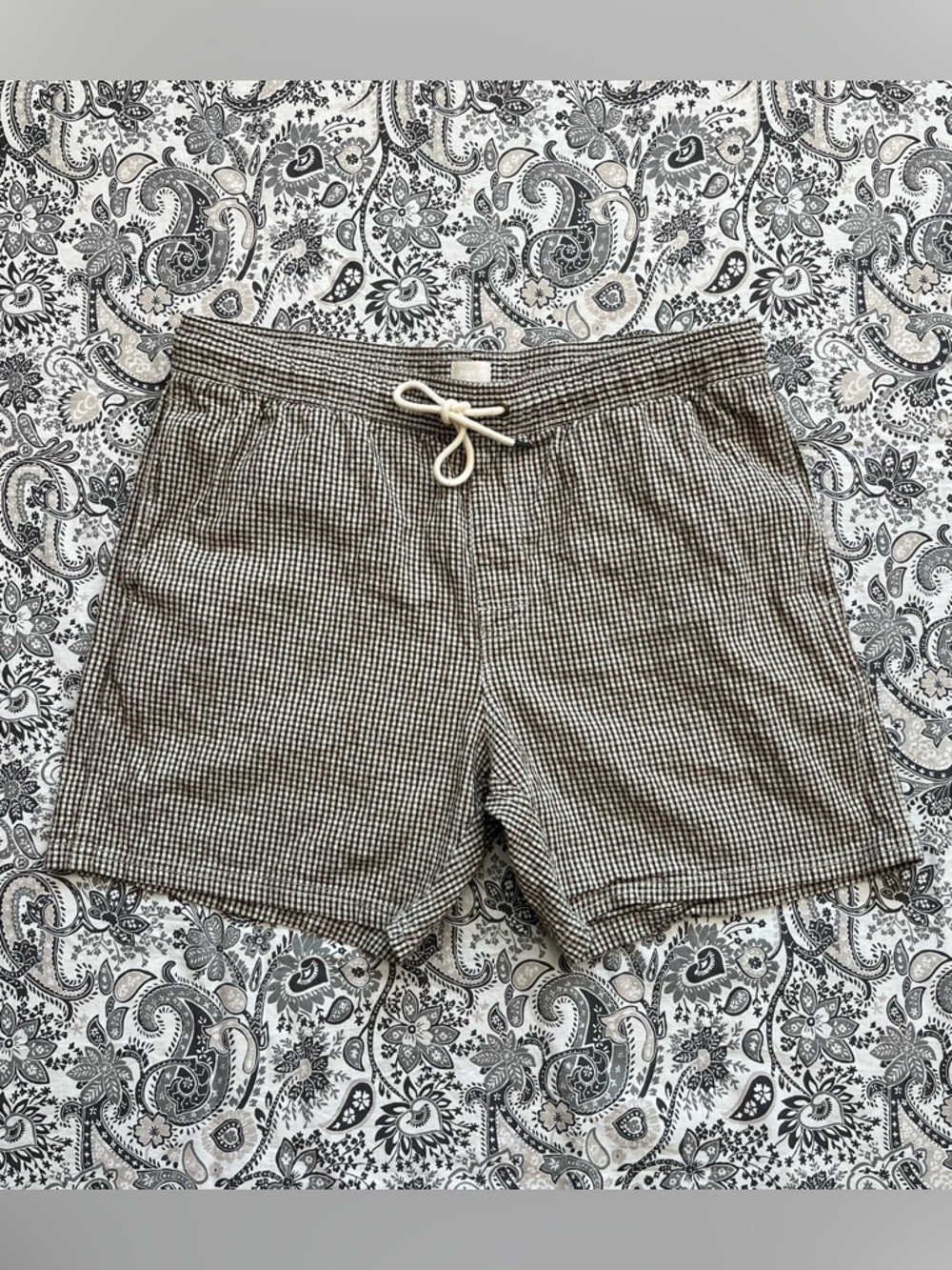 RVCA brown + white gingham shorts